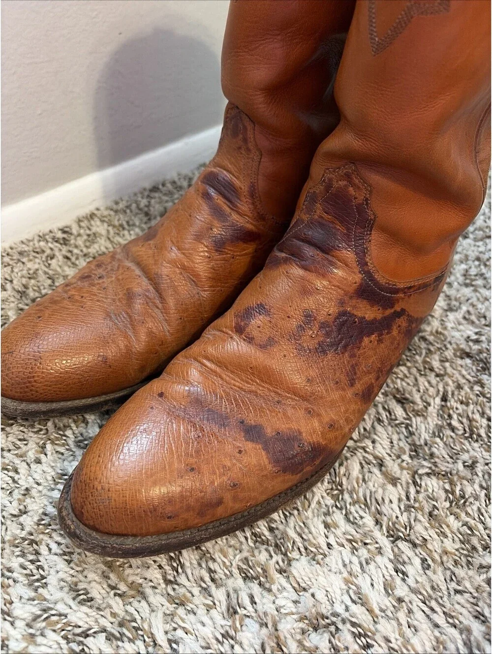 Lucchese 2000 Roper Boots Men’s Size 12 B Brown Leather Pull On Cowboy Western